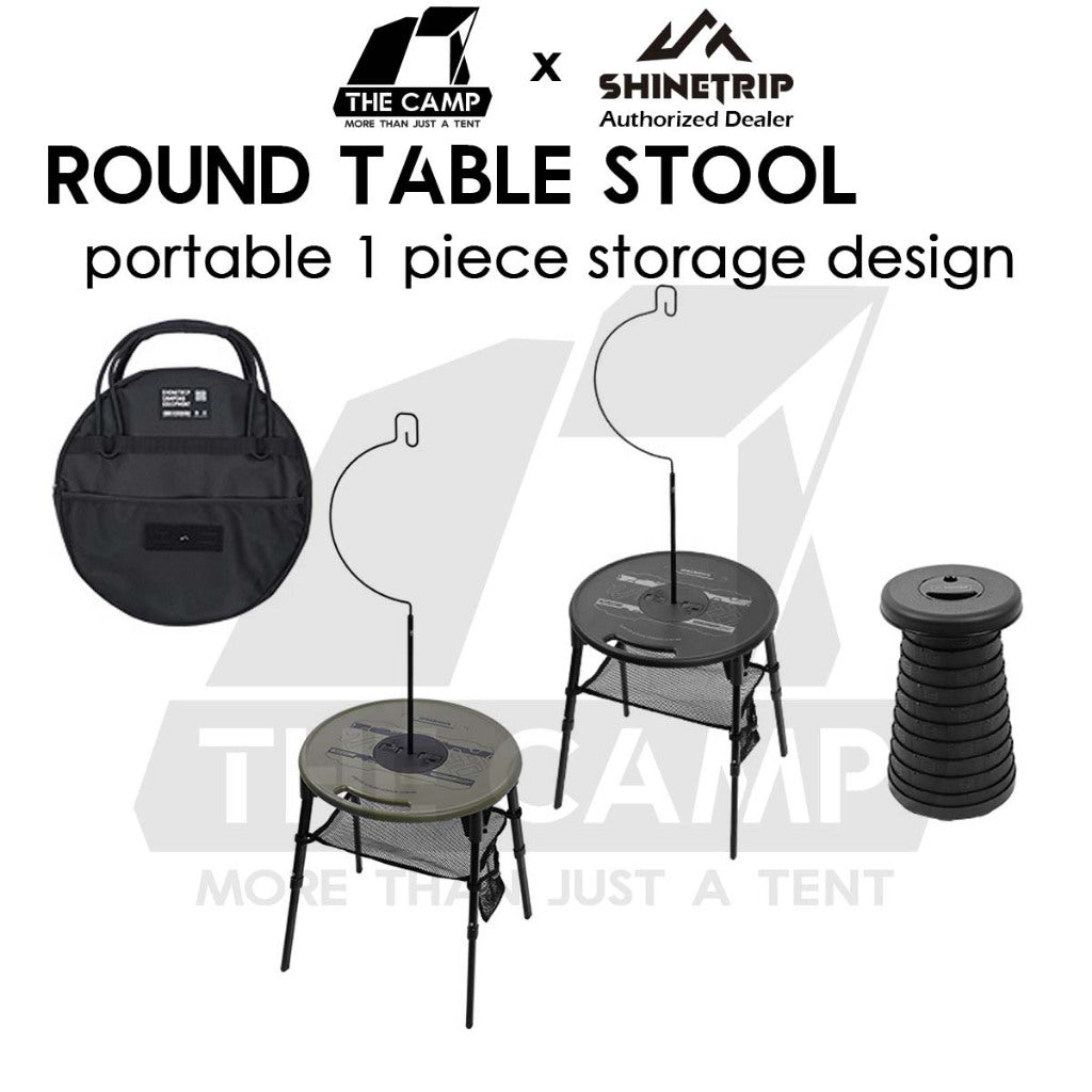 Shinetrip Round Table Portable Stool Chair Mini Tactical Outdoor Camping Adjustable Height Coffee Table Meja A553