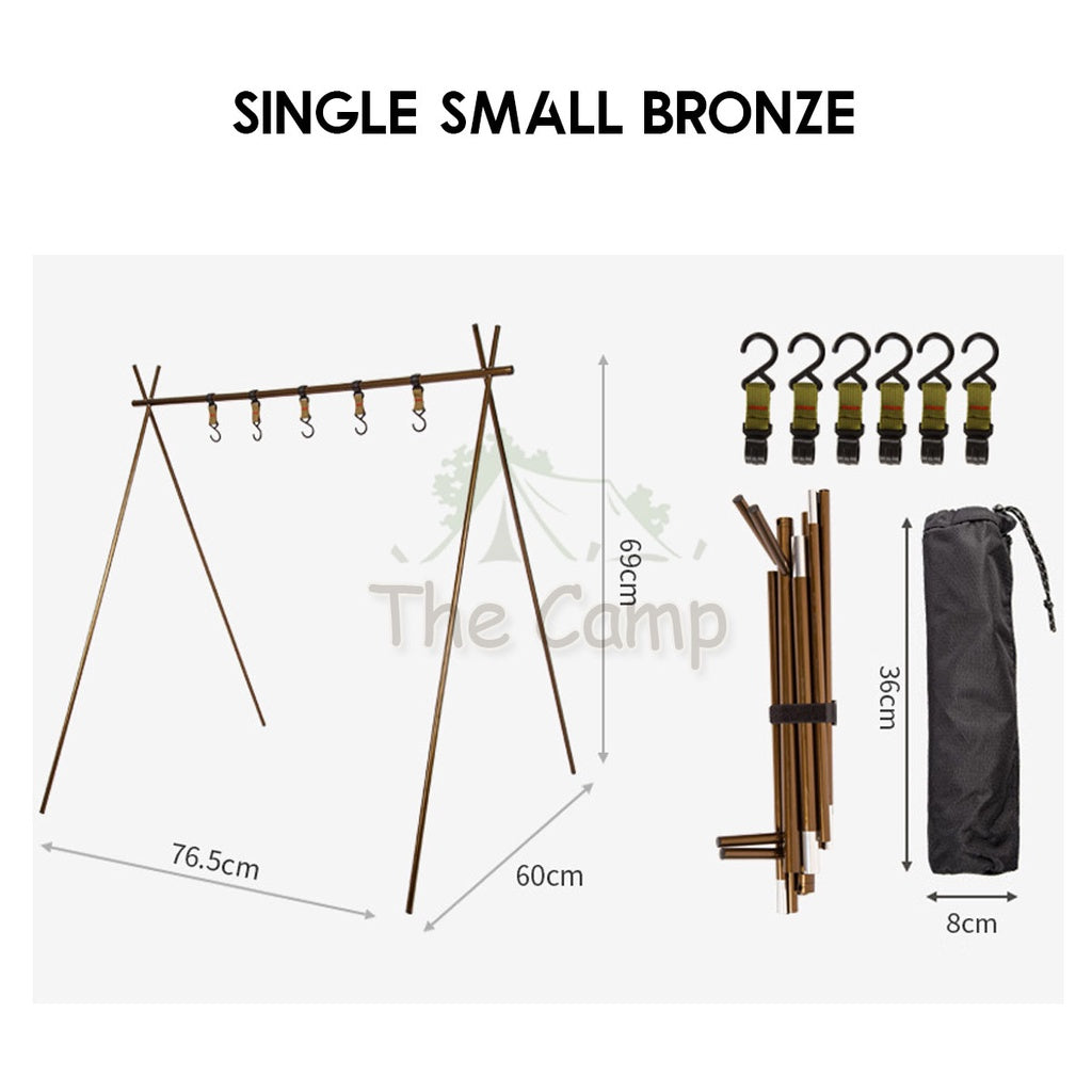 Outdoor Triangle Hanging Rack Aluminum Mesh Camping Hanger Cookware Tripod Shelf Stand Tableware Organizer Double Level