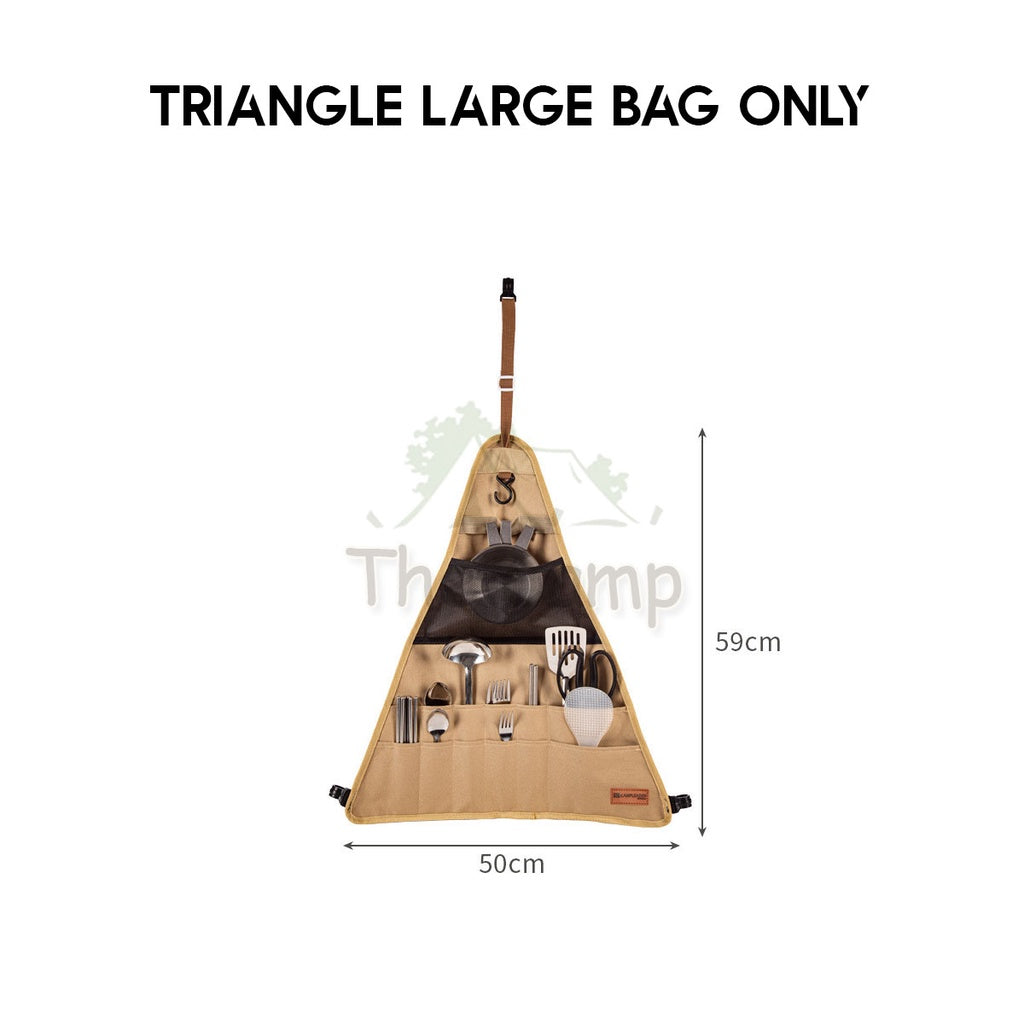 Outdoor Triangle Hanging Rack Aluminum Mesh Camping Hanger Cookware Tripod Shelf Stand Tableware Organizer Double Level