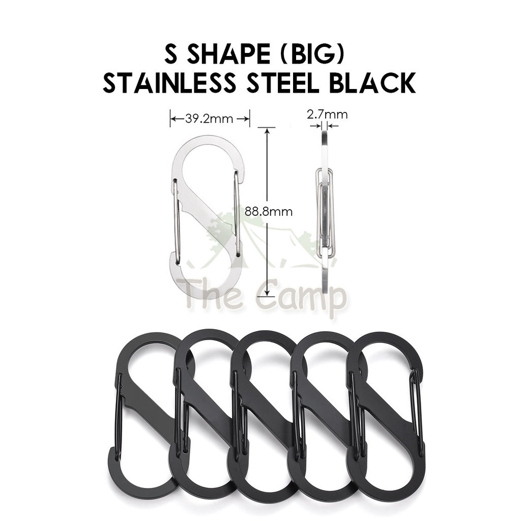 Carabiner D Shape S Shape Aluminium Stainless Steel Buckle Clip Key Chain Outdoor Camping Paracord Spring Keyring Hook