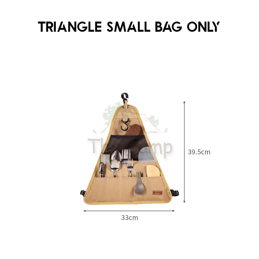 Outdoor Triangle Hanging Rack Aluminum Mesh Camping Hanger Cookware Tripod Shelf Stand Tableware Organizer Double Level