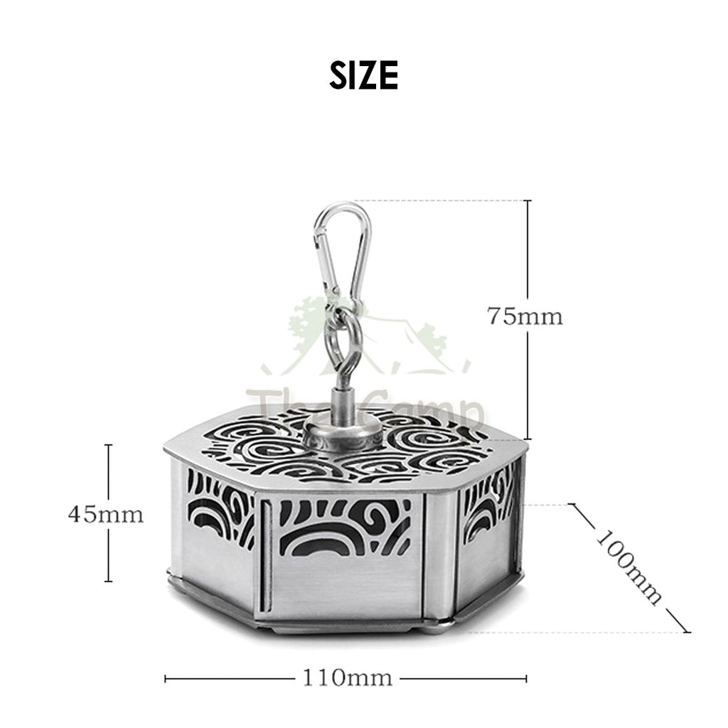 Outdoor Camping Stainless Steel Mosquito Coil Rack Holder with Magnetic Box Solid Wood Repellent Incense Tent Flysheet