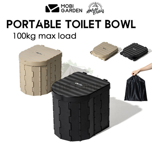 Mobi Garden Portable Toilet Bowl Potty Foldable Rubbish Bin Garbage Folding Tent Flysheet Pole Peg Nail Table Chair Rope