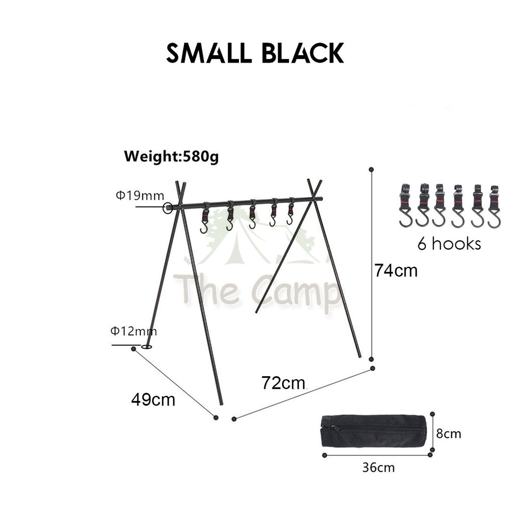 Outdoor Triangle Hanging Rack Aluminum Mesh Camping Hanger Cookware Tripod Shelf Stand Tableware Organizer Double Level