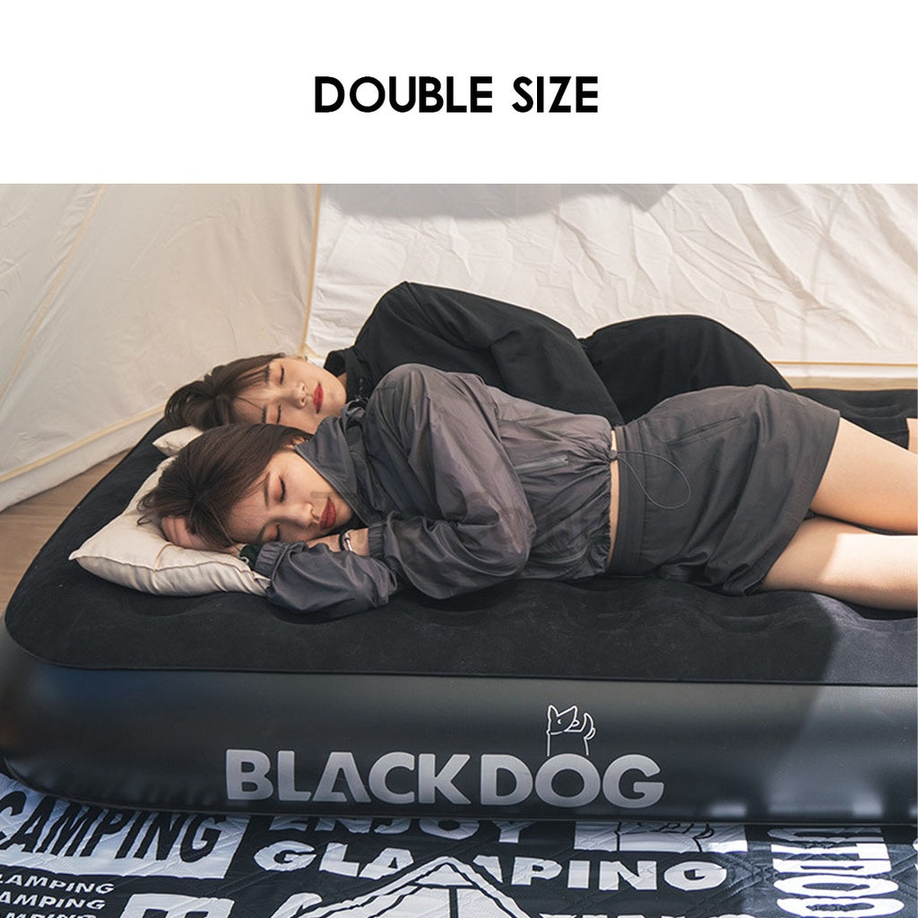 Blackdog Inflatable Air Bed 25cm Built in Pump Double Black Mattress Inflatable Tent Bag Pole Nail Peg Tarp CBD2450WS027