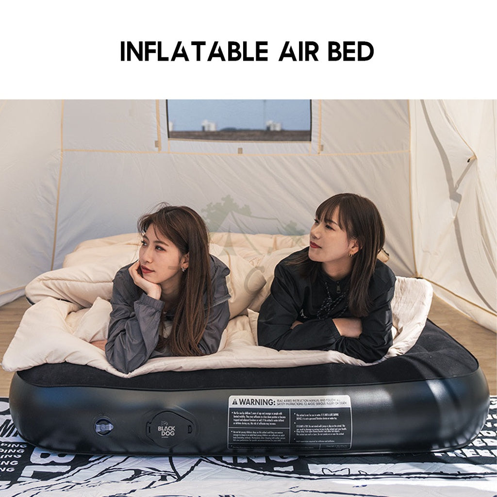 Blackdog Inflatable Air Bed 25cm Built in Pump Double Black Mattress Inflatable Tent Bag Pole Nail Peg Tarp CBD2450WS027