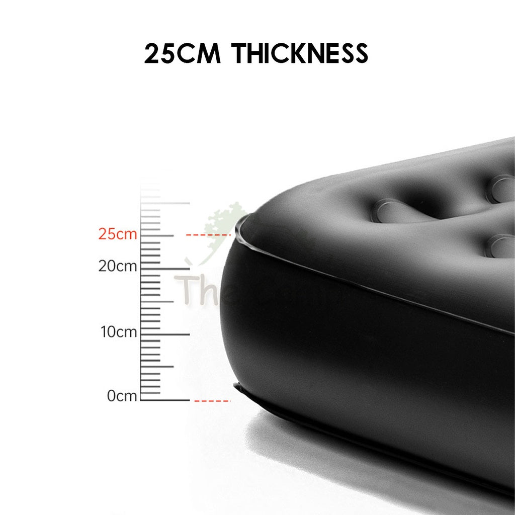 Blackdog Inflatable Air Bed 25cm Built in Pump Double Black Mattress Inflatable Tent Bag Pole Nail Peg Tarp CBD2450WS027