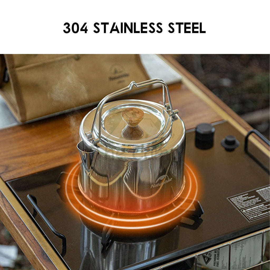 Naturehike 3 in 1 Cookware Set Cooking Set Pot Set Kettle Pan Pot Camping Outdoor Picnic Stainless Steel NH22CJ005