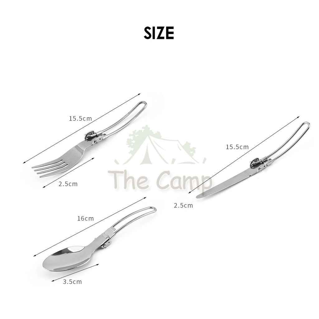 Foldable Cutlery Set Stainless Steel Outdoor Camping Spoon Fork Knife Tableware Kitchenware Bowl Plate Folding Stove Cup