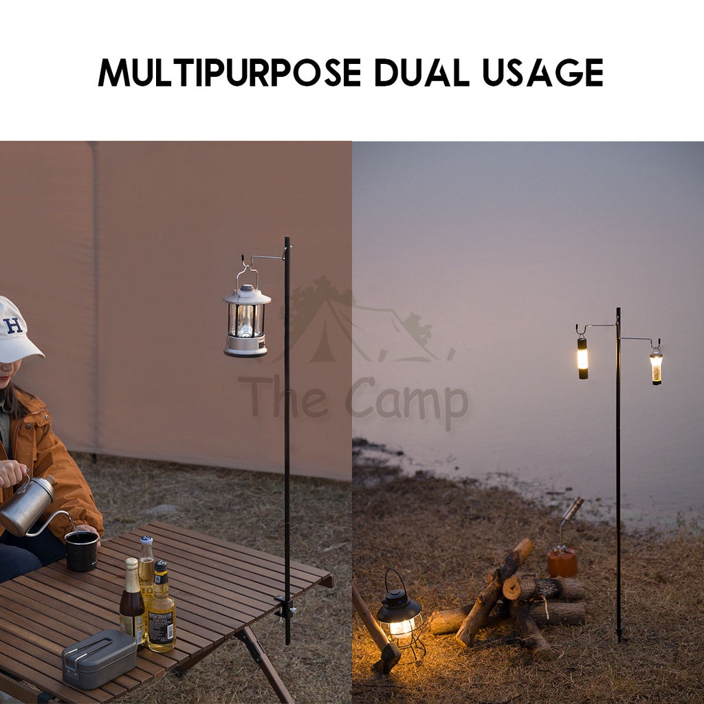 Camping Lamp Pole 1.2m / 1.5m Single / Double Light Hanger Rod Adjustable Lantern Stand Outdoor Spider Tray Top Panel