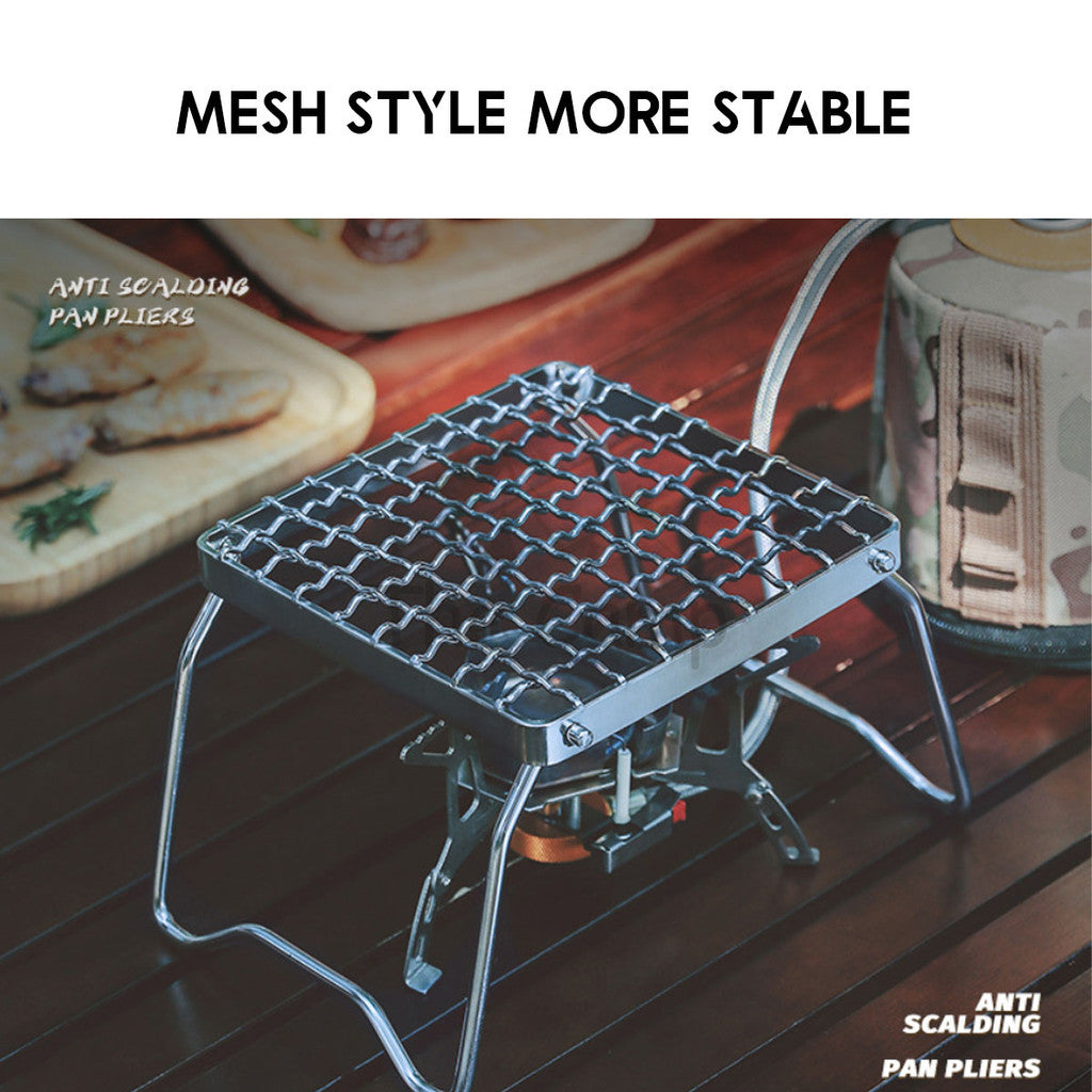 Foldable Grill Rack for Stove Stainless Steel Camping Outdoor Cooking Gas Rack BBQ Mini Folding Stand Shelf