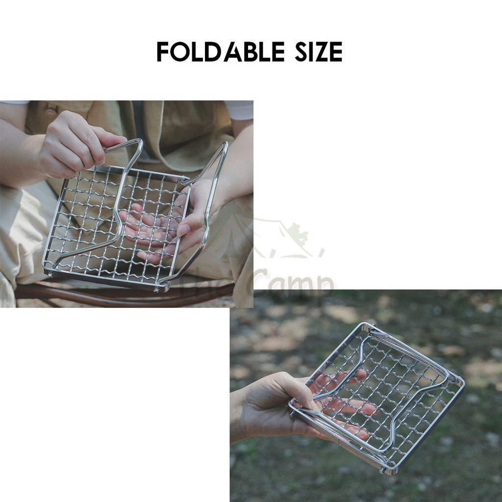 Foldable Grill Rack for Stove Stainless Steel Camping Outdoor Cooking Gas Rack BBQ Mini Folding Stand Shelf