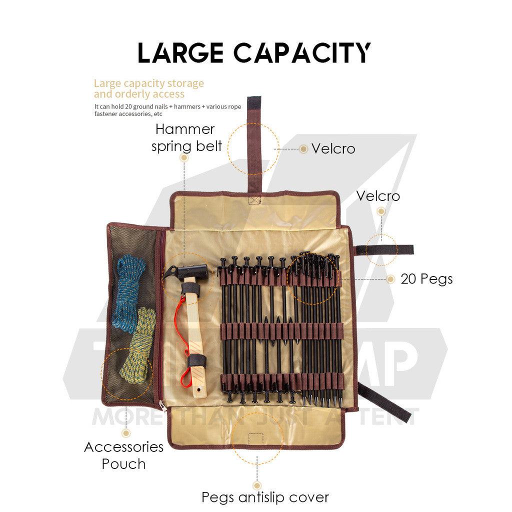 Camping Peg Storage Bag Tool Equipment Outdoor Hammer Nail Bags Tent Tarp Paracord Rope Store Black Green Red Oxford