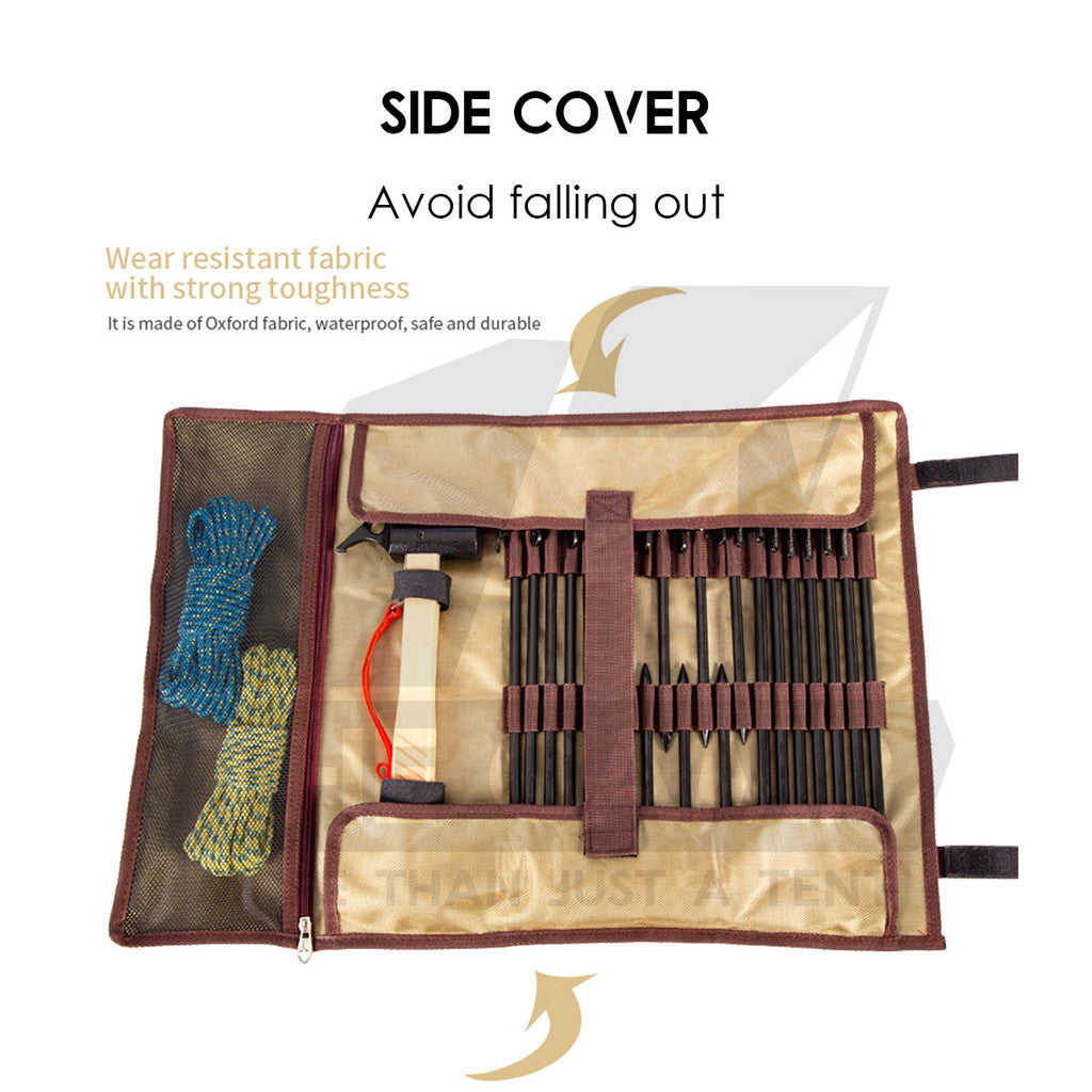 Camping Peg Storage Bag Tool Equipment Outdoor Hammer Nail Bags Tent Tarp Paracord Rope Store Black Green Red Oxford
