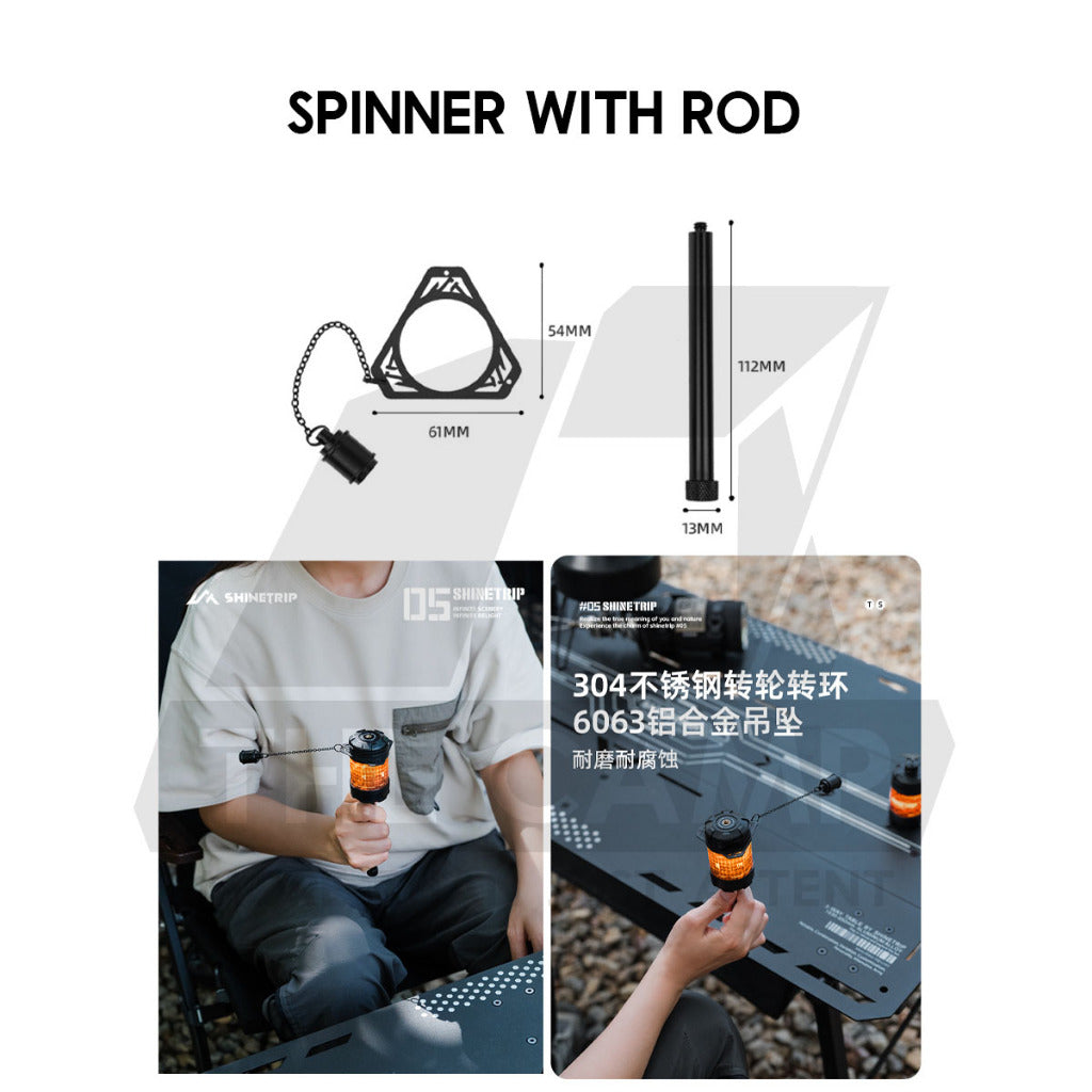 Shinetrip 19 Tornado Light Rotating Lamp Outdoor Camping Tactical Style Free Sticker Tripod Magnet Hanging Lanyard Strap