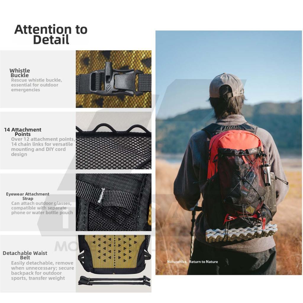 Naturehike Longwa 18L Hiking Bag Light Weight Backpack Day Trip Breathable Mesh Camping Travel CNK2550XB015