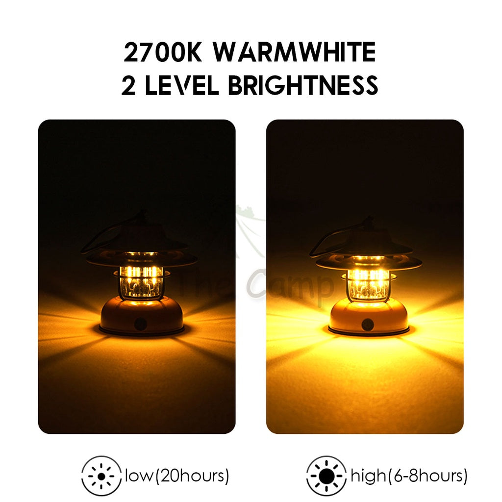 Mobi Garden Retro Lantern LED Stand Hanging Lamp AA Battery Camping Light Outdoor USB Hiking Fishing