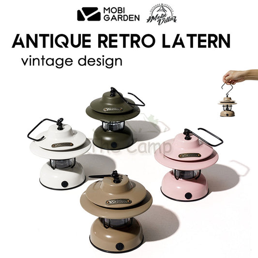 Mobi Garden Retro Lantern LED Stand Hanging Lamp AA Battery Camping Light Outdoor USB Hiking Fishing