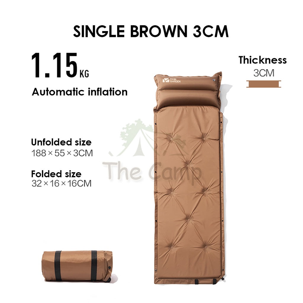 Mobi Garden Sponge Auto Inflation Bed Camping Mattress Inflatable Single Outdoor Tent Foldable Family Naturehike