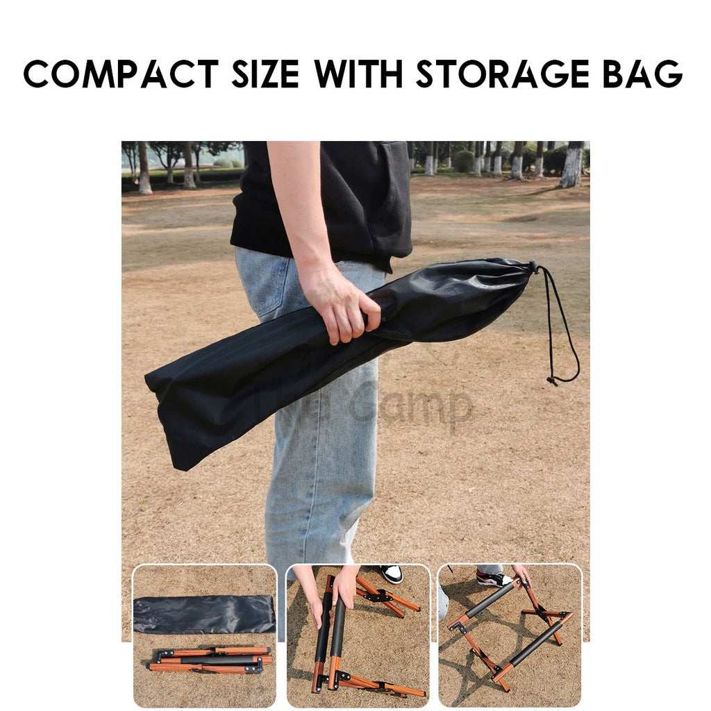 Outdoor Camping Adjustable Aluminium Folding Cooler Box Stand Screw Clip Type Solid Wood Ice Bucket Storage Bag Rack