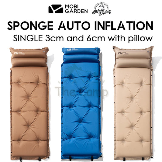 Mobi Garden Sponge Auto Inflation Bed Camping Mattress Inflatable Single Outdoor Tent Foldable Family Naturehike