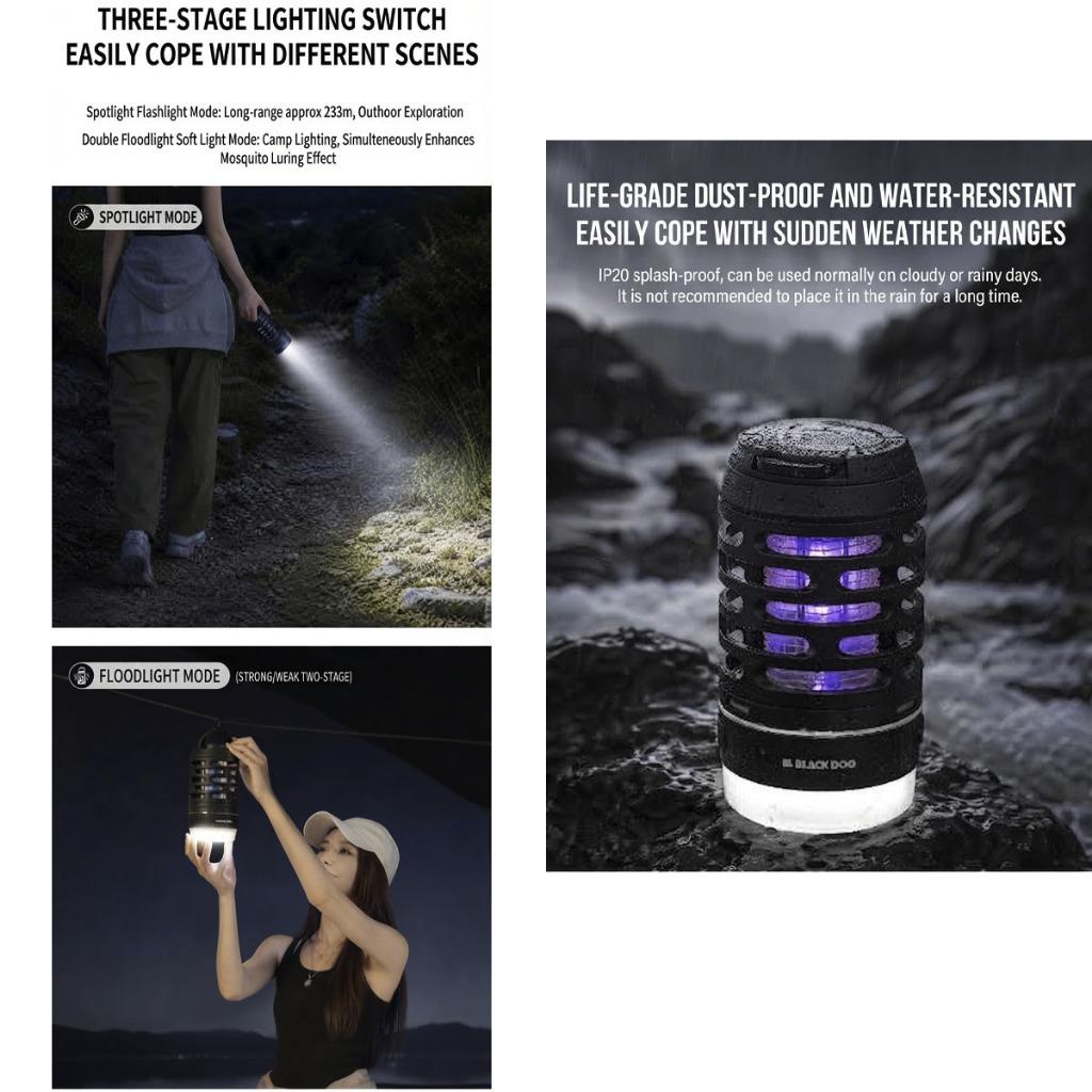 Blackdog Mosquito Killer Lamp UV Outdoor Camping Tent Light Lantern Portable Electric Shock Killing CBD2650ZM011