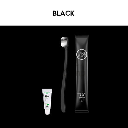 Luxury Elegant Disposable Toothbrush Set Dental Kit with Toothpaste Premium Set For Airbnb Hotel Camping Rose Gold Black