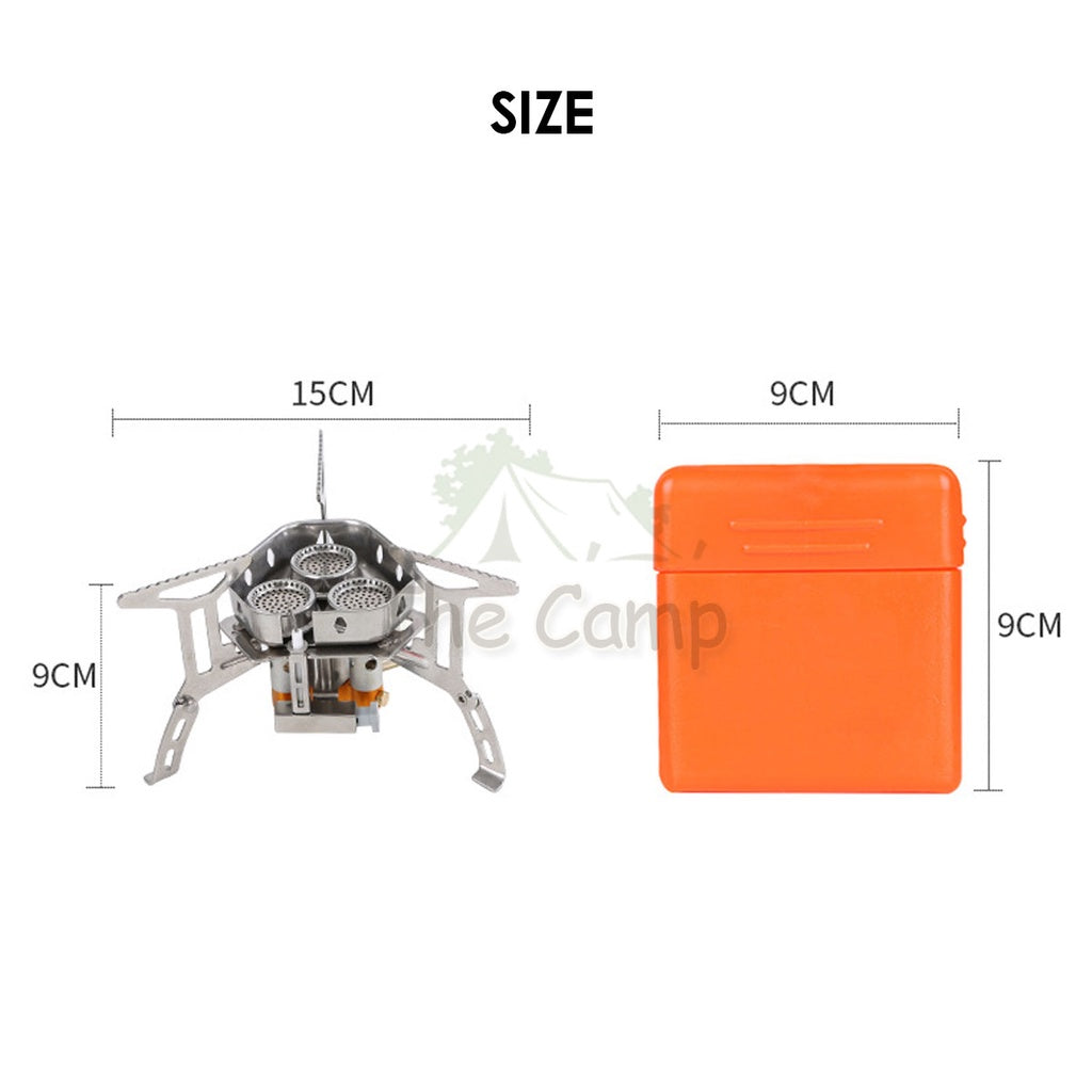 Outdoor Portable 3 Core Head Gas Stove with WindShield Wind Shield Proof Foldable Camping Cooking Adaptor Adapter Mini