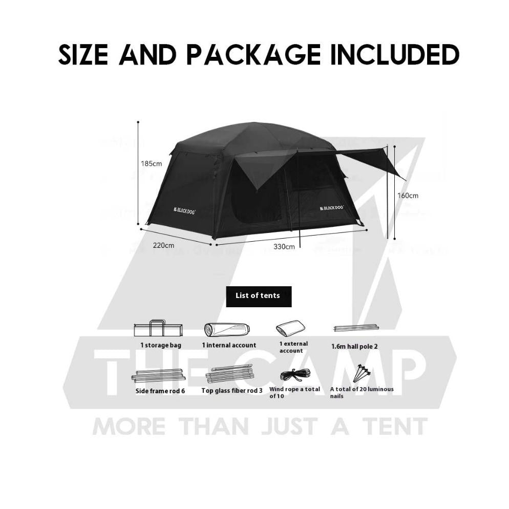 Blackdog ShanTing 6.8 Manual Tent Easy Set Up Outdoor Camping Fly Sheet Extension Black Coating PU5000 CBD2450WS050