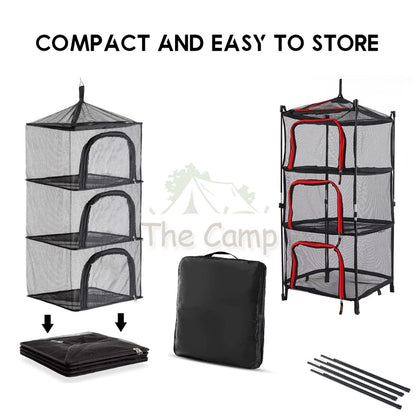 Portable Hanging Standing Rack Net Mesh Bag Foldable 4 Layers Dish Shelf Camping Equipment Dryer Utensils Storage Drying