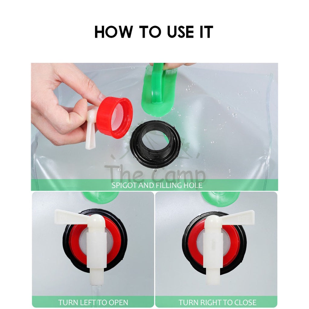 Camping Portable Water Bucket Foldable Collapsible Bag Carrier Container 10L 20L Tap PVC Picnic Fishing Hiking