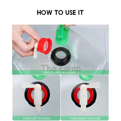 Camping Portable Water Bucket Foldable Collapsible Bag Carrier Container 10L 20L Tap PVC Picnic Fishing Hiking