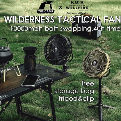Wellhike SWS Wilderness Tactical Fan 10000mah Battery Swapping Tripod Clip Turbo Outdoor Camping Kipas Angin