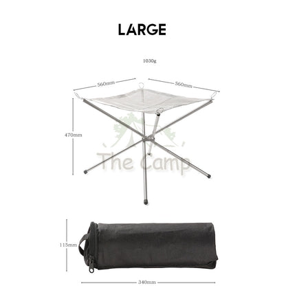 Outdoor Camping 304 Stainless Steel Mesh Fire Pit Portable Foldable Rack BBQ Tripod Triangle Bonfire Campfire Fireplace