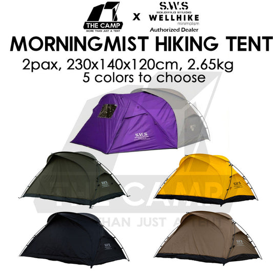 Wellhike SWS 2 Person Hiking Tent Morning Mist Lightweight Portable with Mesh Outdoor Camping Solo Khemah