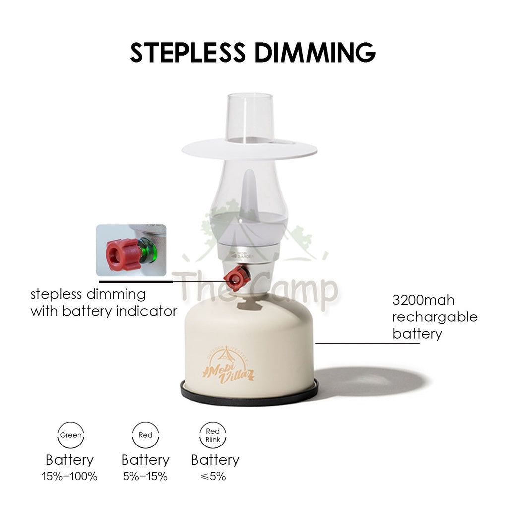 Mobi Garden Retro Lantern Stepless Dimming LED Standing Table Lamp AA Battery Camping Light Outdoor USB Hiking Fishing