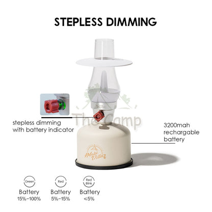 Mobi Garden Retro Lantern Stepless Dimming LED Standing Table Lamp AA Battery Camping Light Outdoor USB Hiking Fishing