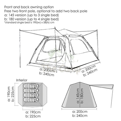 Mobi Garden Camping Automatic Spacious Tent Large Space 2 3 4 People Quick Fast Rainproof Outdoor Tent Camp UPF50+