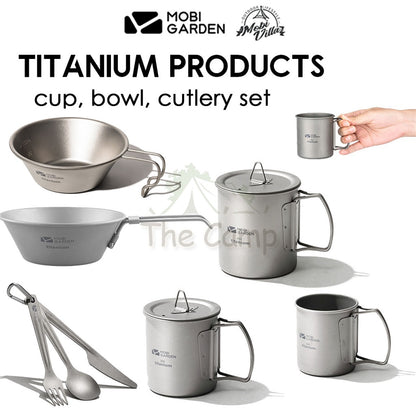Mobi Garden Titanium Series Product Cup Bowl Cutlery Set Fork Spoon Knife Cookware Utensil
