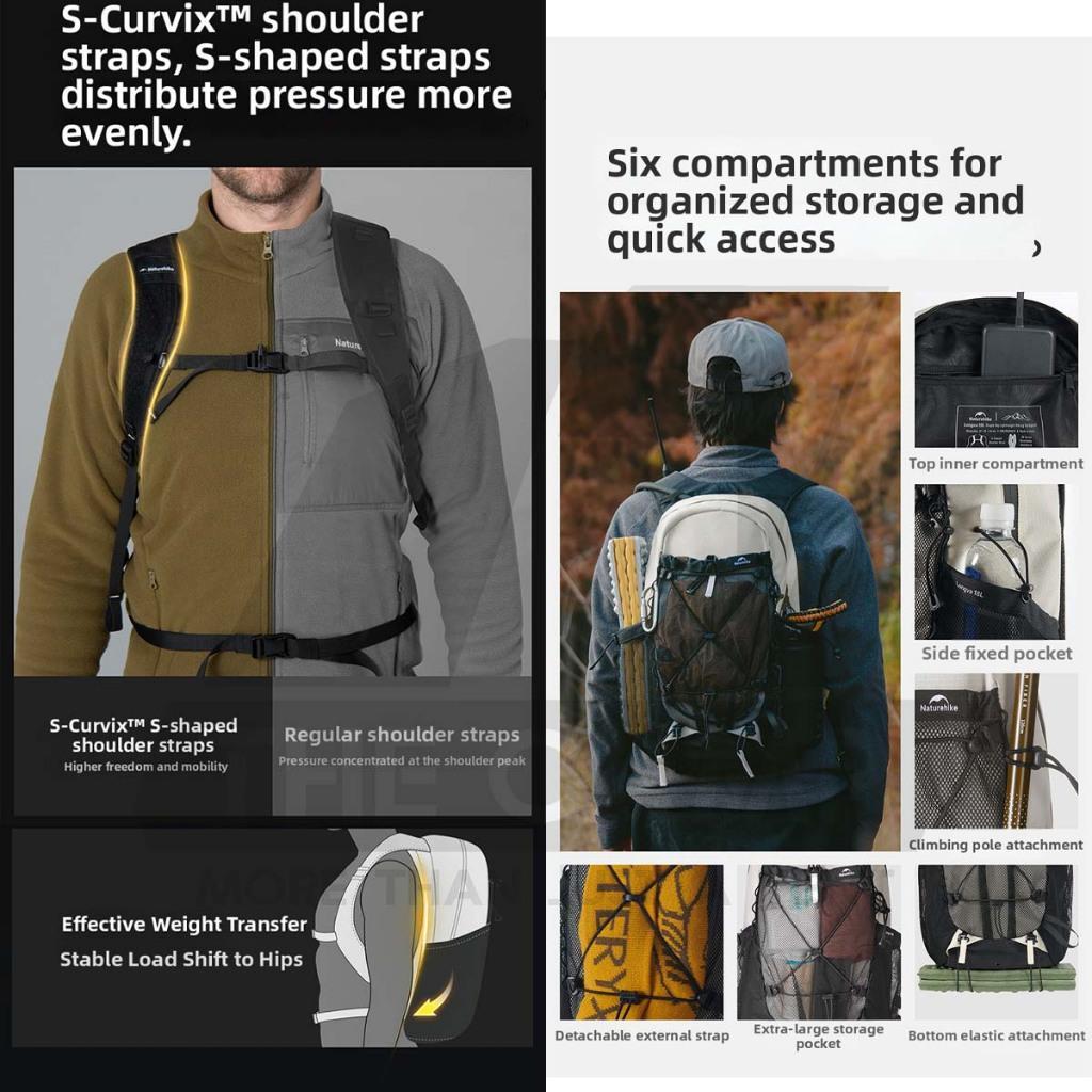 Naturehike Longwa 18L Hiking Bag Light Weight Backpack Day Trip Breathable Mesh Camping Travel CNK2550XB015