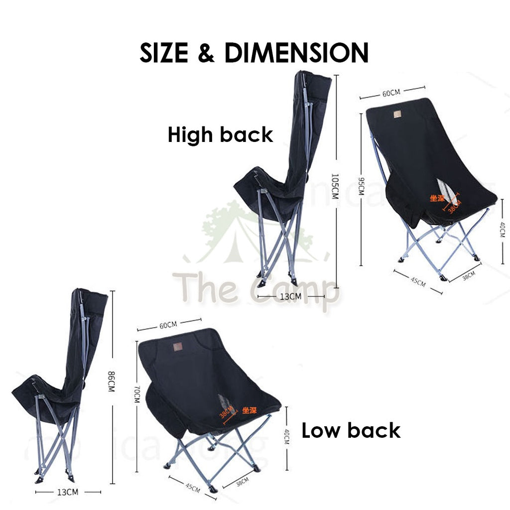 Camping Folding Chair High & Low Back Outdoor Portable Foldable Picnic Moon Chair Aluminium Alloy Lightweight Naturehike