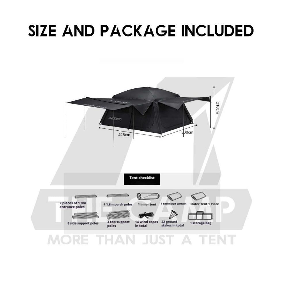 Blackdog ShanTing 12.8 Manual Tent Easy Set Up Outdoor Camping Fly Sheet Extension Black Coating PU5000 CBD2450WS050