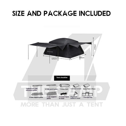 Blackdog ShanTing 12.8 Manual Tent Easy Set Up Outdoor Camping Fly Sheet Extension Black Coating PU5000 CBD2450WS050