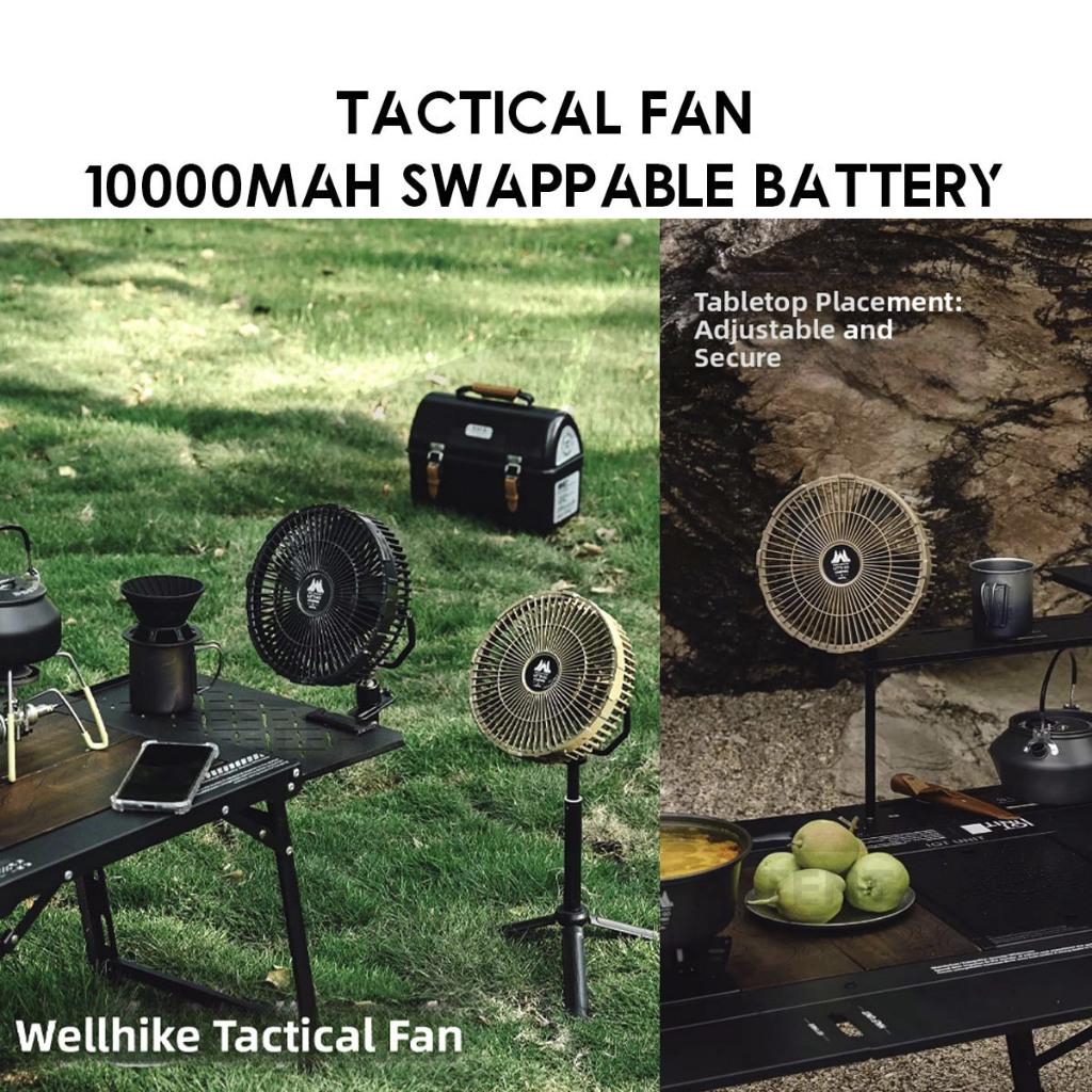 Wellhike SWS Wilderness Tactical Fan 10000mah Battery Swapping Tripod Clip Turbo Outdoor Camping Kipas Angin