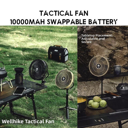 Wellhike SWS Wilderness Tactical Fan 10000mah Battery Swapping Tripod Clip Turbo Outdoor Camping Kipas Angin