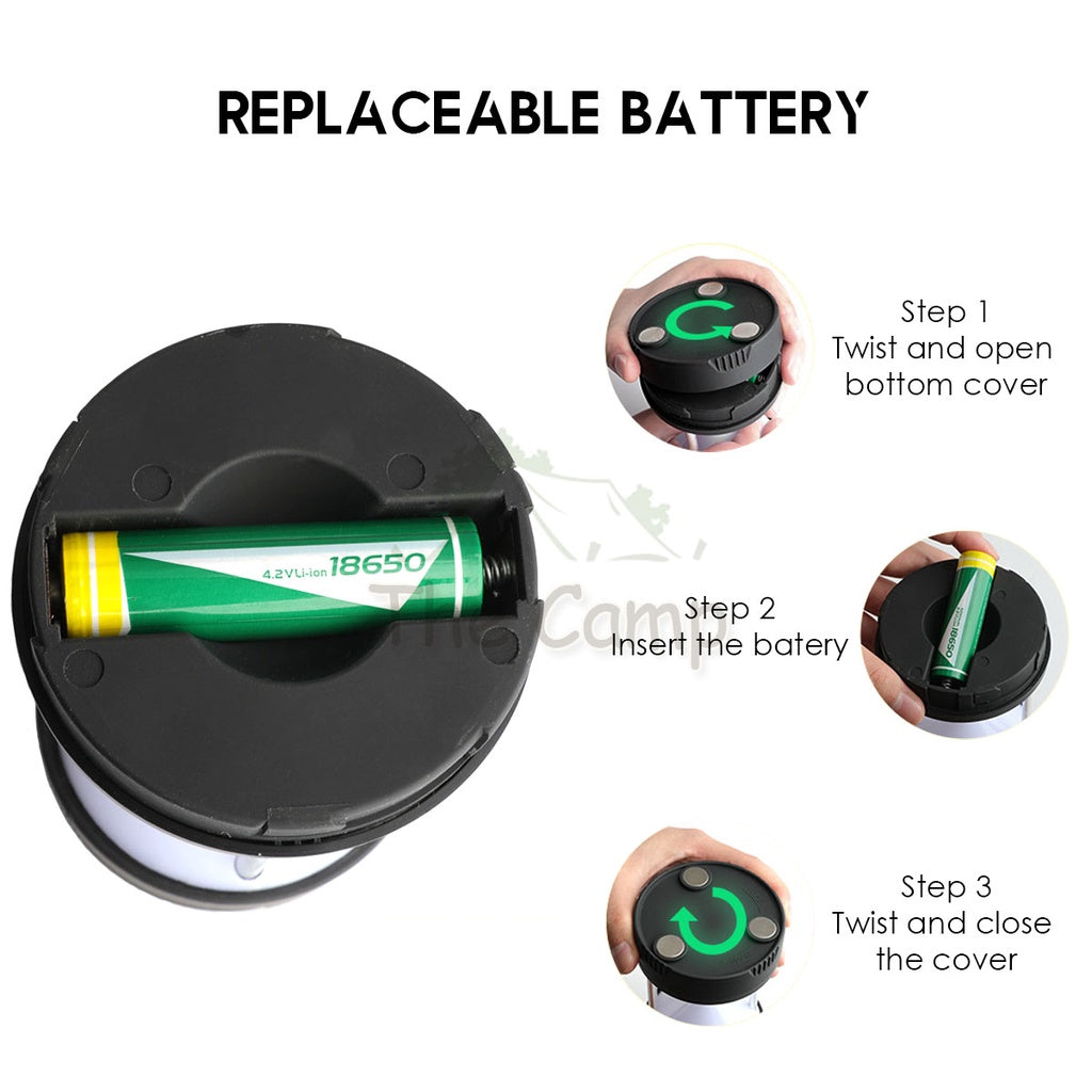 Outdoor Solar LED Lantern Light Daylight High Brightness USB Rechargeable Type C Magnet Base Camping Hiking Fishing