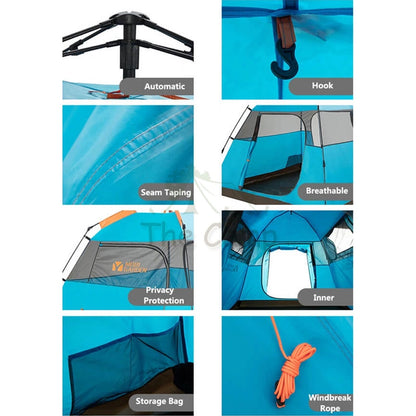 Mobi Garden Camping Family Automatic Tent Large Space Front Hall 2 3 4 People Quick Fast Rainproof Outdoor Tent Camp