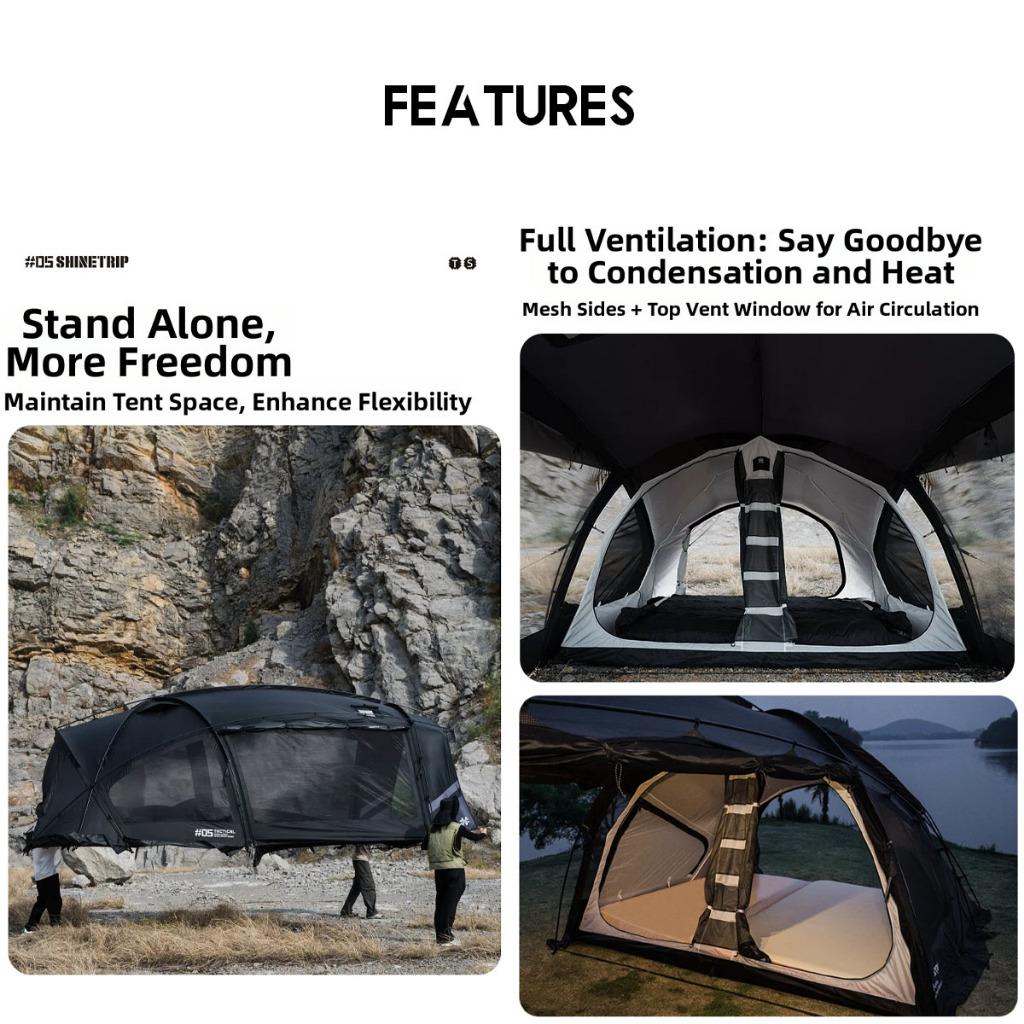 Shinetrip Conqueror Tunnel Tent 7 series Aluminium 70D Premium Nylon Fabric PU3000mm 17m2 Khemah A603