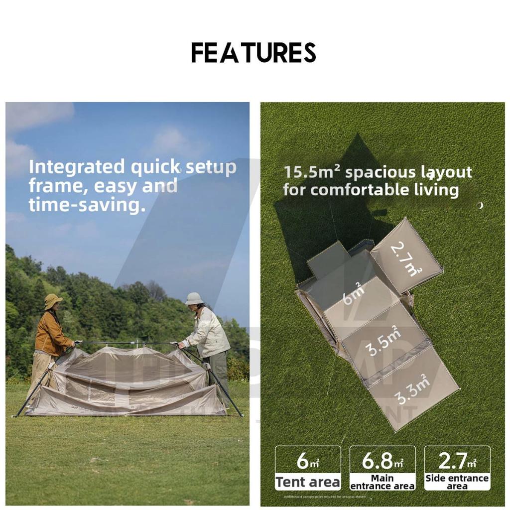 Naturehike Village 6 Gen 3 Auto Tent Standard / Flagship Model Inflation Pump Outdoor Camping Khemah Angin CNK2650WS035