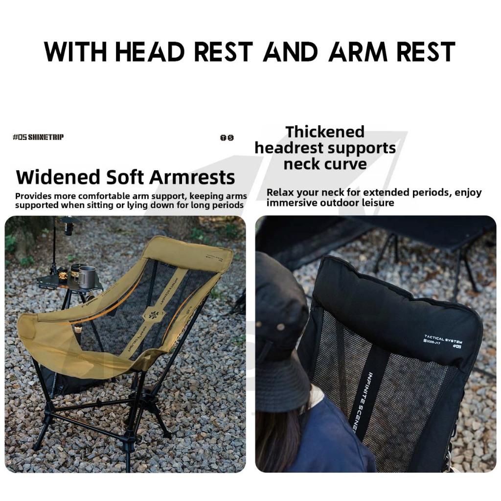 Shinetrip Swinging Chair Adjustable Height Headrest Armrest Outdoor Camping Rocking Kerusi Healing Highback A598